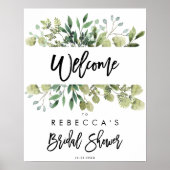 グリーンと自然な雰囲気のウェディングシャワー歓迎ボード ポスター (正面)