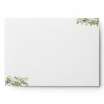 グリーンと花のウェディング招待状