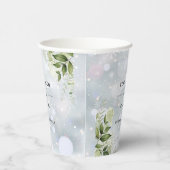 グリーンと花のエレガントなモダンな冬のウェディング 紙コップ (右)
