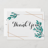 グリーンと花のゴールド箔の葉　ありがとう ポストカード (正面/裏面)