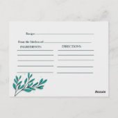 グリーンと花のゴールド箔の葉 ブライダルシャワー ポストカード (裏面)