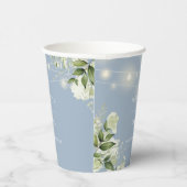 グリーンと花のストリングライト ダスティーブルー ウェディング 紙コップ (右)