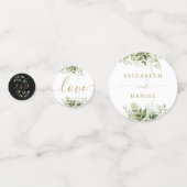 グリーンと花のモノグラム　ブラックとゴールドのウェディング コンフェッティ (裏面)