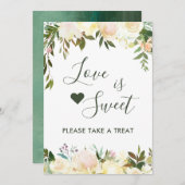 グリーンと花のラスティックな恋は甘いデザートバー 招待状 (正面/裏面)