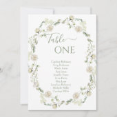 グリーンと花のリース ウェディングテーブルナンバー 招待状 (正面)