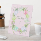 グリーンと花のリース ブライダルシャワーテーブル 台座サイン (インサイチュ)