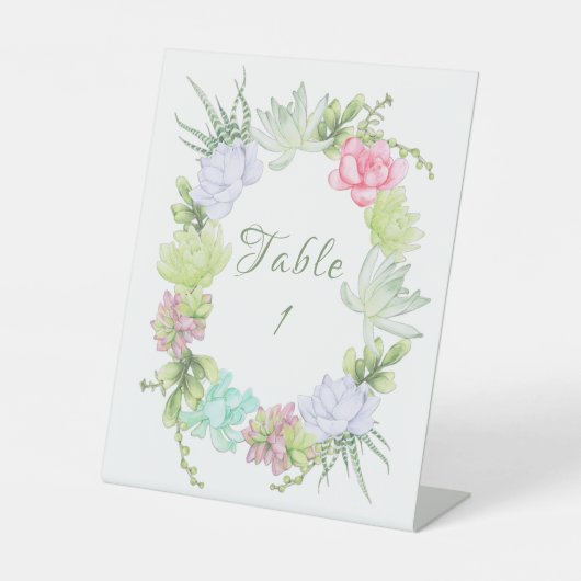 グリーンと花のリース ブライダルシャワーテーブル 台座サイン (正面)