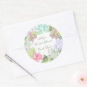 グリーンと花のリース ブライダルシャワー ラウンドシール (封筒)