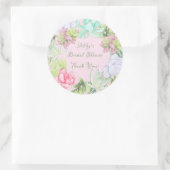 グリーンと花のリース ブライダルシャワー ラウンドシール (バッグ)