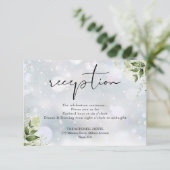 グリーンと花の冬のウェディング レセプション エンクロージャーカード (スタンド正面)