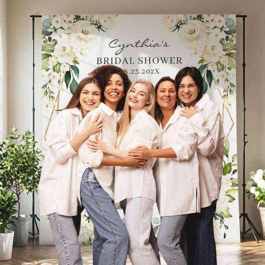 グリーンと花の幾何学模様 ブライダルシャワーの背景 タペストリー