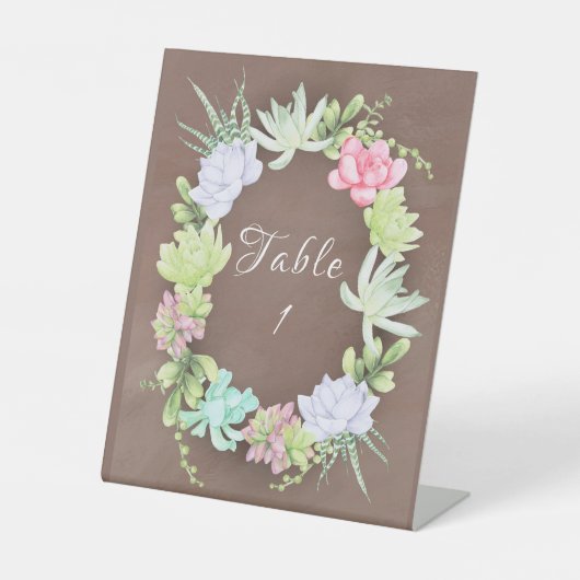 グリーンと花の美しいリース ブライダルシャワーテーブル 台座サイン (正面)
