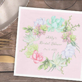 グリーンと花の美しいリース ブライダルシャワー スタンダードランチョンナプキン