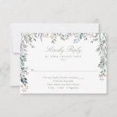 グリーンと花の野生の花　さわやかな緑の結婚式 出欠カード (正面)