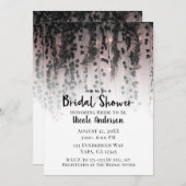 グリーンと葉とピンクの光の素朴な結婚前お披露目パーティー 招待状 (正面/裏面)