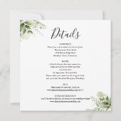 グリーンと葉のエレガントなスクリプトが一つになった結婚式の招待状 招待状 (裏面)