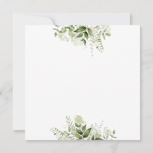 グリーンと葉のボタニカルエレガントスクリプトウェディング 招待状 (裏面)