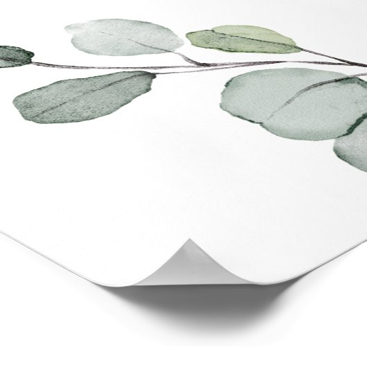 グリーンと葉のボヘミアンスタイルのウェディングシャワーのカウントダウン看板 ポスター (角)