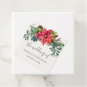 グリーンと葉のポインセチア ウェディング フェイバータグ (インサイチュ)