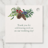 グリーンと葉のポインセチア ウェディング フェイバータグ (裏面)
