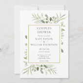 グリーンと葉の写真 カップルシャワー 招待状 (正面)
