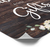 グリーンと葉の木の素朴なカードとギフトの看板 ポスター (角)