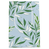 グリーンと葉の模様のエレガントなデザイン - 緑と薄い青 ミディアムペーパーバッグ (正面)