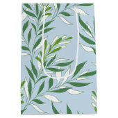 グリーンと葉の模様のエレガントなデザイン - 緑と薄い青 ミディアムペーパーバッグ (裏面)