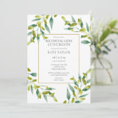 グリーンと葉の装飾を取り入れたおしゃれな花嫁の仲間たちのランチ会 招待状 (スタンド正面)