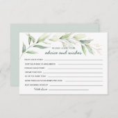 グリーンと葉の装飾 アドバイス&ウィッシュ 新しいミスター&ミセスへ 招待状 (正面/裏面)