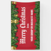 グリーンと赤の境界線の屋外クリスマスメッセージ 横断幕 (縦)