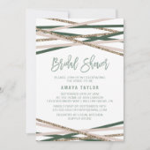 グリーンと赤面ストリーマーブライダルシャワー 招待状 (正面)