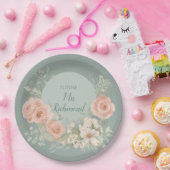 グリーンと赤面ピンクフローラ ペーパープレート (パーティー)