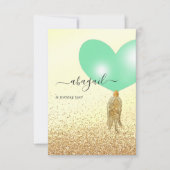 グリーンと金ゴールドとピンクの誕生日パーティーの招待状 招待状 (正面)