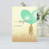 グリーンと金ゴールドとピンクの誕生日パーティーの招待状 招待状 (スタンド正面)