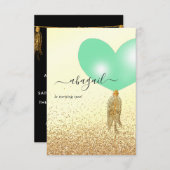 グリーンと金ゴールドとピンクの誕生日パーティーの招待状 招待状 (正面/裏面)