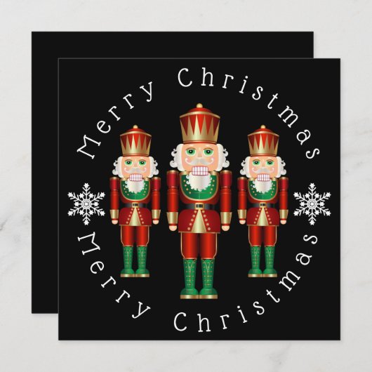 グリーンと金ゴールドのくるみクラッカーのパーソナライズ サンキューカード (正面/裏面)