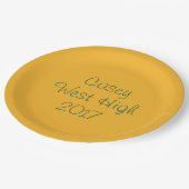 グリーンと金ゴールドのパーソナライズ化プレート ペーパープレート (アングル)