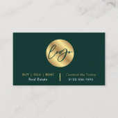 グリーンと金ゴールドのロモダンゴ実在の不動産QRコード 名刺 (正面)