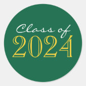 グリーンと金ゴールドの卒業封筒用シールシール ラウンドシール (正面)