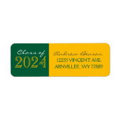 グリーンと金ゴールドの卒業差出人住所ラベル ラベル (正面)