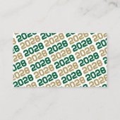 グリーンと金ゴールドの卒業招待状発表の挿入 名刺 (裏面)