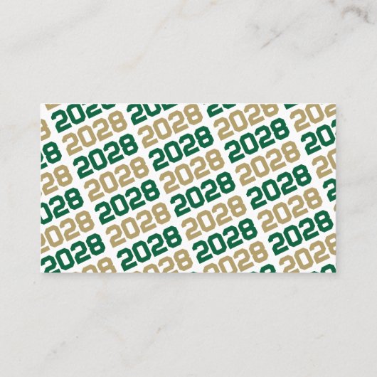 グリーンと金ゴールドの卒業招待状発表の挿入 名刺 (裏面)