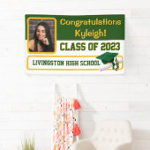 グリーンと金ゴールドの卒業 横断幕 (インサイチュ)