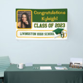 グリーンと金ゴールドの卒業 横断幕 (トレードショー)