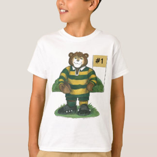 グリーンと金ゴールドの雄ラグビーベア Tシャツ