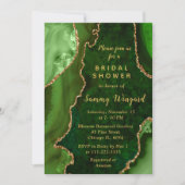 グリーンと金ゴールドアガテマーブルブライダルシャワー 招待状 (正面)