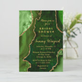 グリーンと金ゴールドアガテマーブルブライダルシャワー 招待状 (スタンド正面)