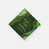 グリーンと金ゴールドアガテマーブル誕生日 スタンダードカクテルナプキン (角)