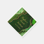 グリーンと金ゴールドアガテマーブルSweet sixteen スタンダードカクテルナプキン (角)